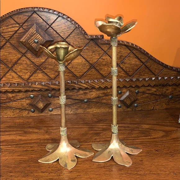 Other - Vintage brass flower candle holders